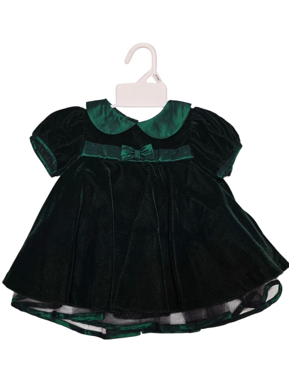 Vintage Kids Bonnie Baby Green Velvet & Taffeta Formal Party Dress Girls 3m - 6m